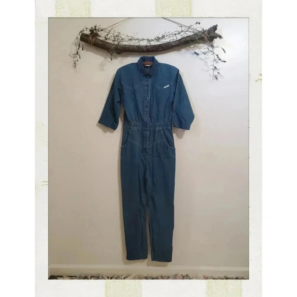 Dreams | Vintage Blue Denim Jeans Painter Jumper Jumpsuit Medium Pants